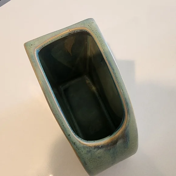 Bookend Vase Blue-Green Ceramic - Picture 7 of 8